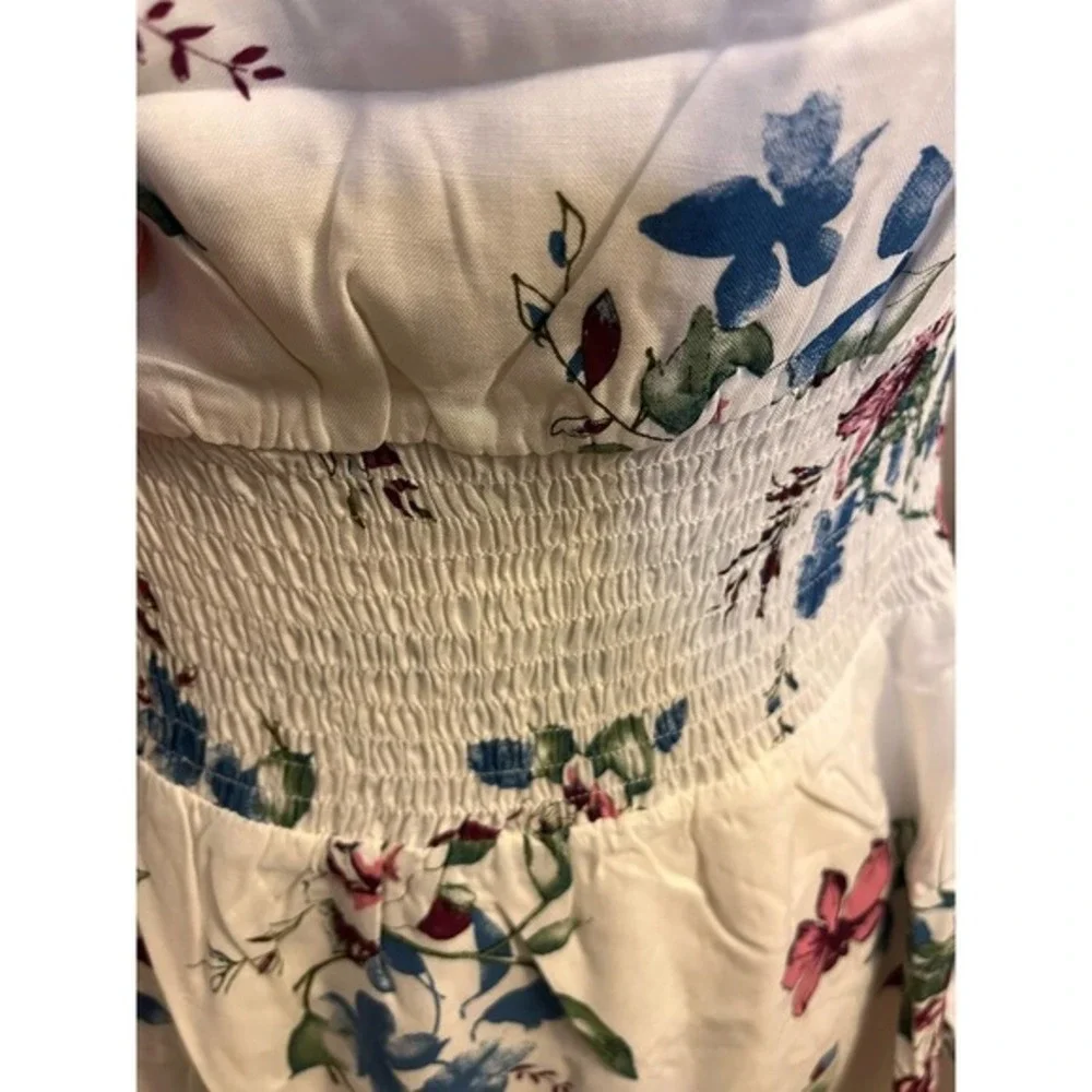 Urban Outfitters Lumiere Ivory/Red/Blue Floral Print Dress SZ M - Picture 6 of 16